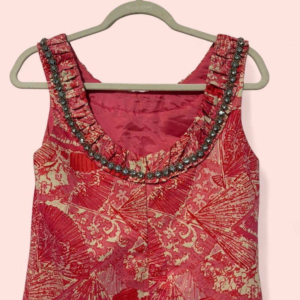 Lily Pulitzer Sophie vibrant pink‎ fan printed bejeweled dress 6 - Picture 4 of 7